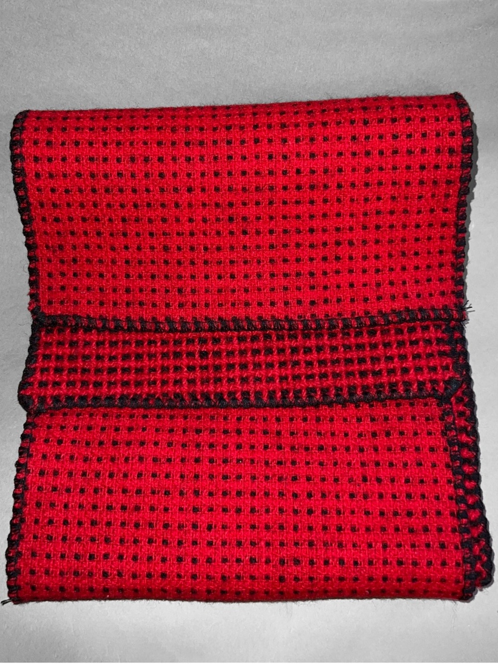Vintage Black & Red Waffle Scarf